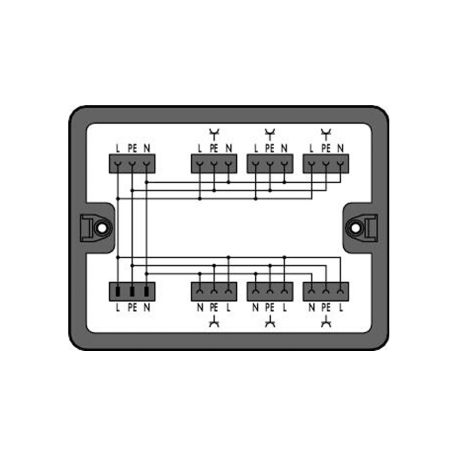 Verdeeldoos; Wisselstroom (230 V); 1 ingang; 7 uitgangen; Cod. A; MIDI; zwart