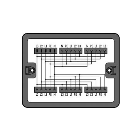 Verdeeldoos; Draaistroom (400 V); 1 ingang; 5 uitgangen; Cod. A; MIDI; zwart