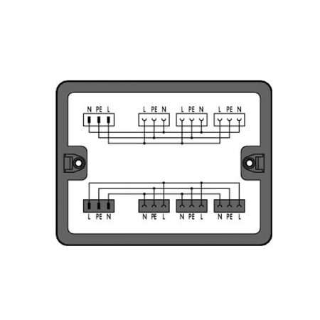 Verdeeldoos; Wisselstroom (230 V); 2 ingangen; 6 uitgangen; Cod. A; MIDI; zwart