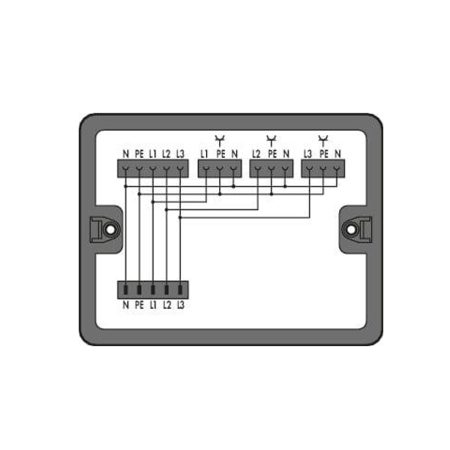 Verdeeldoos; Draai- naar wisselstroom (400 V/230 V); 1 ingang; 4 uitgangen; Cod. A; MIDI; zwart