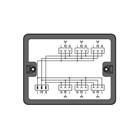 Verdeeldoos; Wisselstroom (230 V); 1 ingang; 6 uitgangen; Cod. A; MIDI; zwart