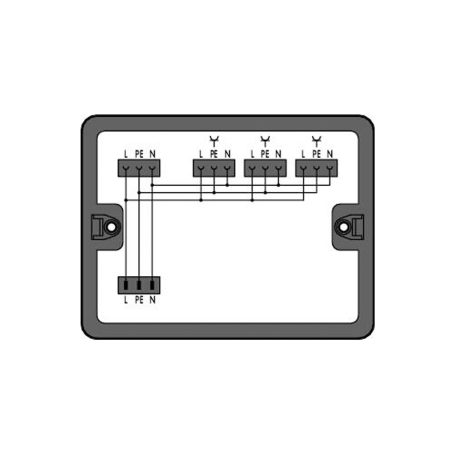 Verdeeldoos; Wisselstroom (230 V); 1 ingang; 4 uitgangen; Cod. A; MIDI; zwart