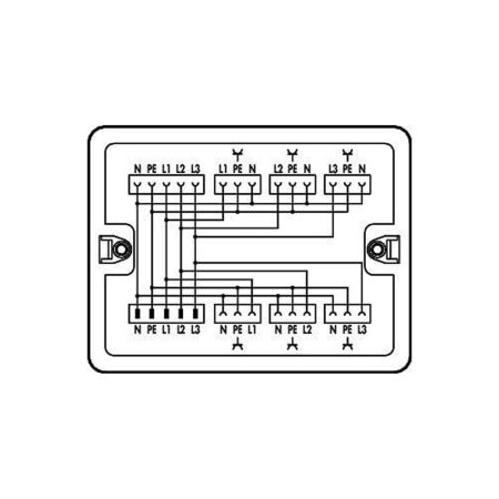 Verdeeldoos; Draai- naar wisselstroom (400 V/230 V); 1 ingang; 7 uitgangen; Cod. A; MIDI; wit