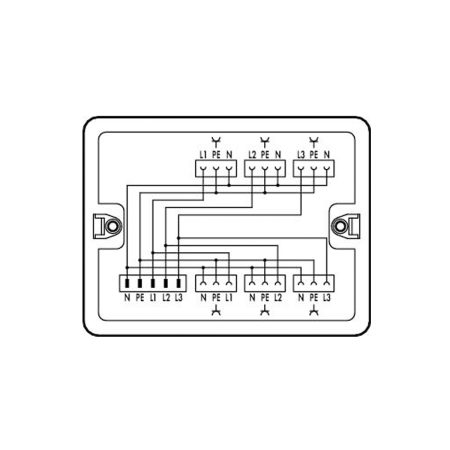 Verdeeldoos; Draai- naar wisselstroom (400 V/230 V); 1 ingang; 6 uitgangen; Cod. A; MIDI; wit