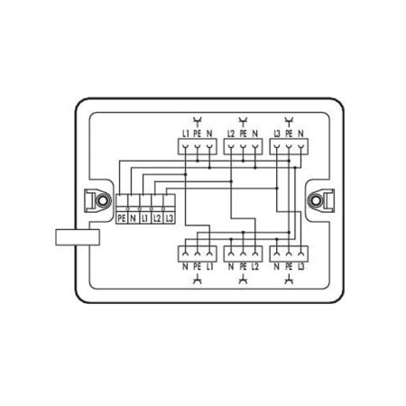 Verdeeldoos; Draai- naar wisselstroom (400 V/230 V); Kabelinvoer; 6 uitgangen; Cod. A; MIDI; wit