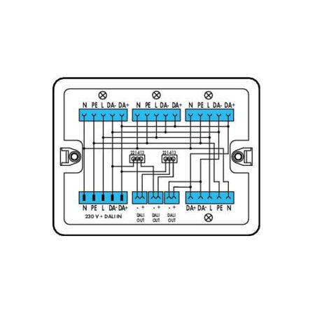 Verdeeldoos; 230 V + DALI; 1 ingang; 7 uitgangen; Cod. I; MINI, MIDI; wit